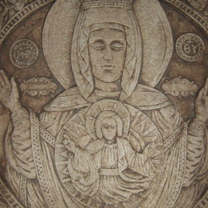 Богородица с младенеца - патинирана